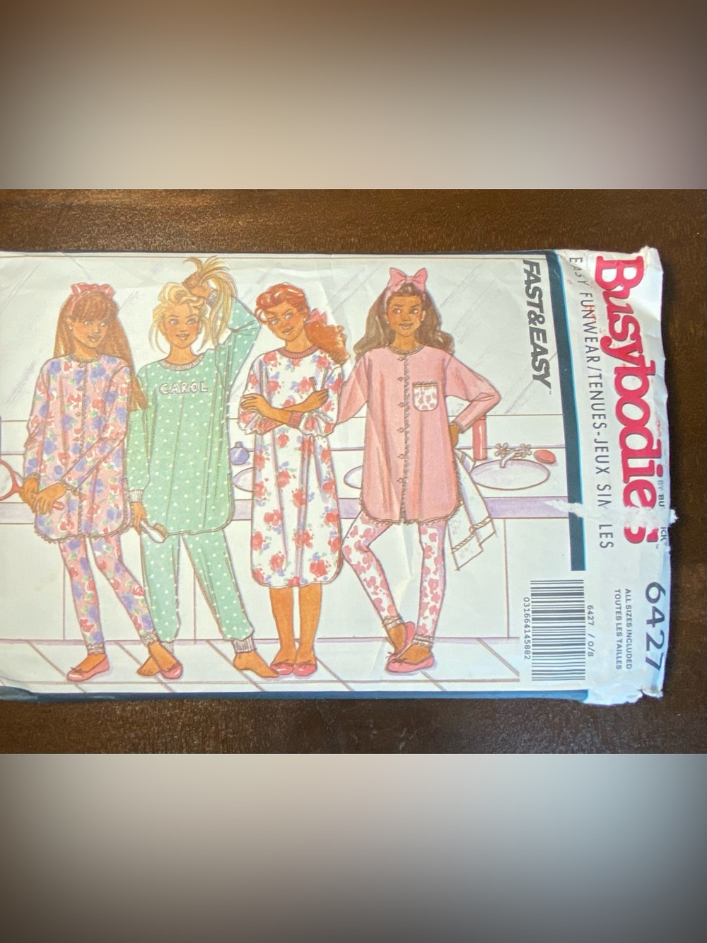 Vintage 80s Butterick 6427 Girls Pajamas Pattern UNCUT Factory Folded (Size S-L)